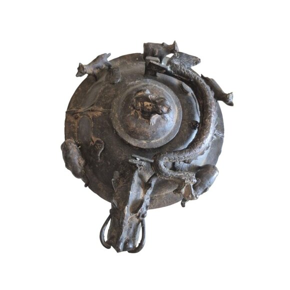 Antique Handmade Chinese Bronze Dragon Ornamental Ceremonial Teapot Kettle - Picture 5 of 7